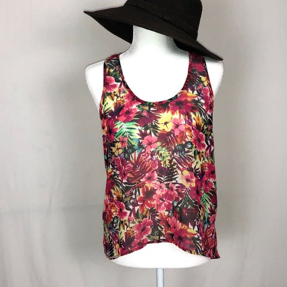 Racerback Bongo Floral Tank - Picture 1 of 5
